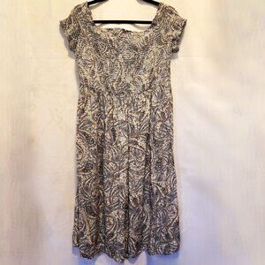 Old Navy Smocked Bodice Midi Dress Size XL Off The Shoulder Blue Paisley Print‎
